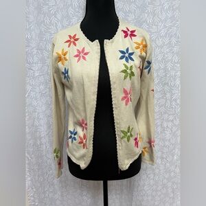 Talbots Retro Y2K Multicolor Floral Embroidered Sweater Women’s Small